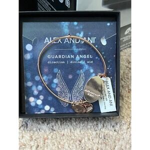 Alex and Ani Guardian Angel Bangle Rose Gold Blue Enamel Wing A17GACMO1SR NIB